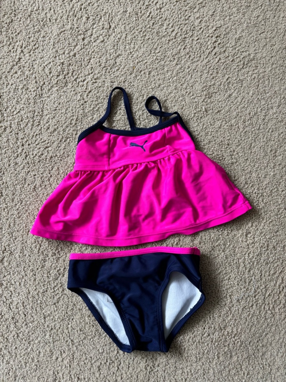Puma Girls' Hot Pink & Navy Swim Two-Piece-24 months